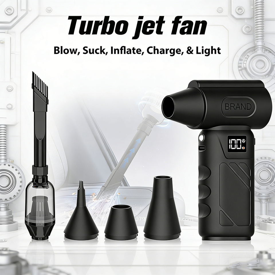  Brushless Motor Mini Turbo Jet Fan 150000RPM Electric Air Duster LED Light Adjustable 55m/s Car Computer Cleaning Blower Tool 