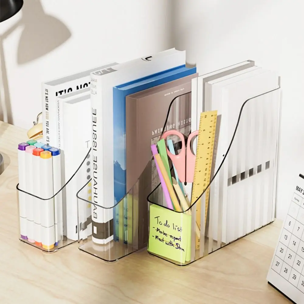 

Transparent Vertical Magazine Rack Single Slot Minimalist A4 Storage Filing Box PET Desktop File Storage Box Desktop Supplies