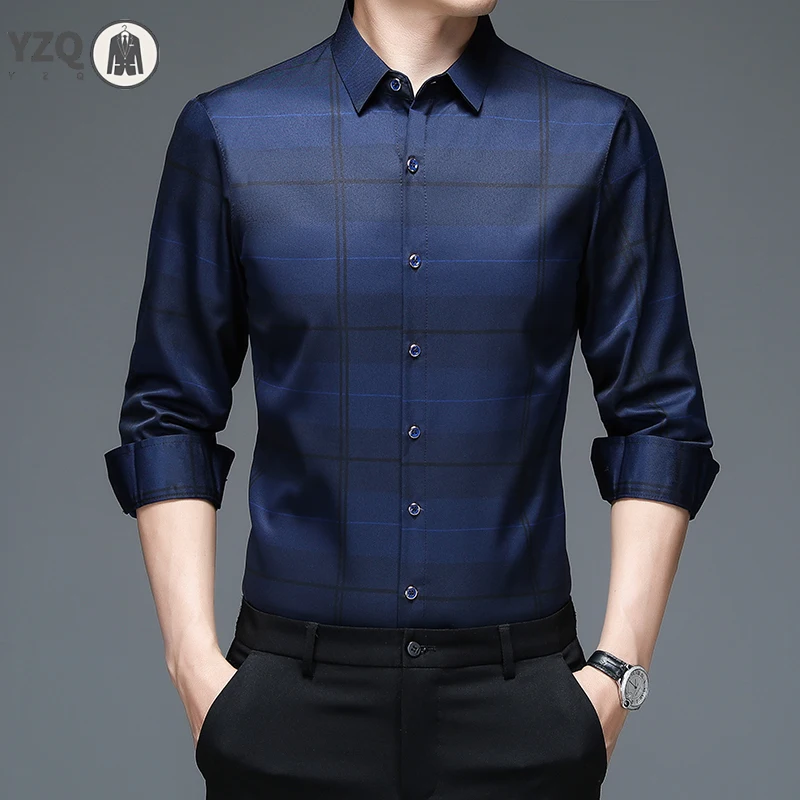 New Men\'s Casual Printed Long Sleeved Lapel Shirt for Spring and Autumn Fashion Comfortable Wrinkle Free Top Without Ironing