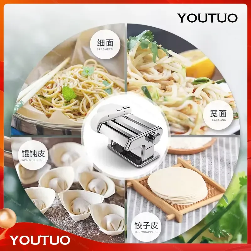 for Pressing Flour Machine Home Electric Noodle Automatic Pasta Maker Stainless Steel Noodle Cutting Dumpling Skin Maker