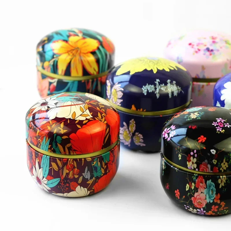 8pcs Retro Round Tea Cans Moisture-Proof Coffee Storage Box Sealed Tea Iron Packing Box Chocolate Candy Gift Boxes Tin Jars