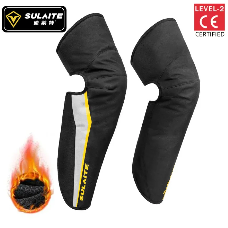 Sulaite Winter Motorcycle Knee Pads CE Approval Waterproof Motocross Knee Protector Warm Mtb Cycling Knee Pads Reflective