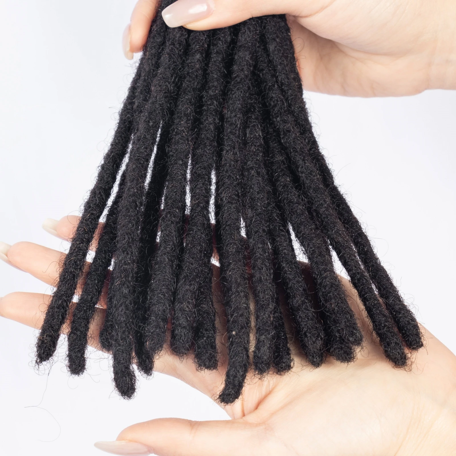 6-20 Inch 100% Human Hair Inter Loc Extensions 0.6cm Width Full Handmade Dreadlock Extensions for Men Women Kids Can Be Dye