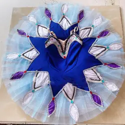 2022 New Professional Ballet Tutu Blue Million Clown Variation Pancake Tutu Ballet Performance Costumes Ballet Dress Girls Women