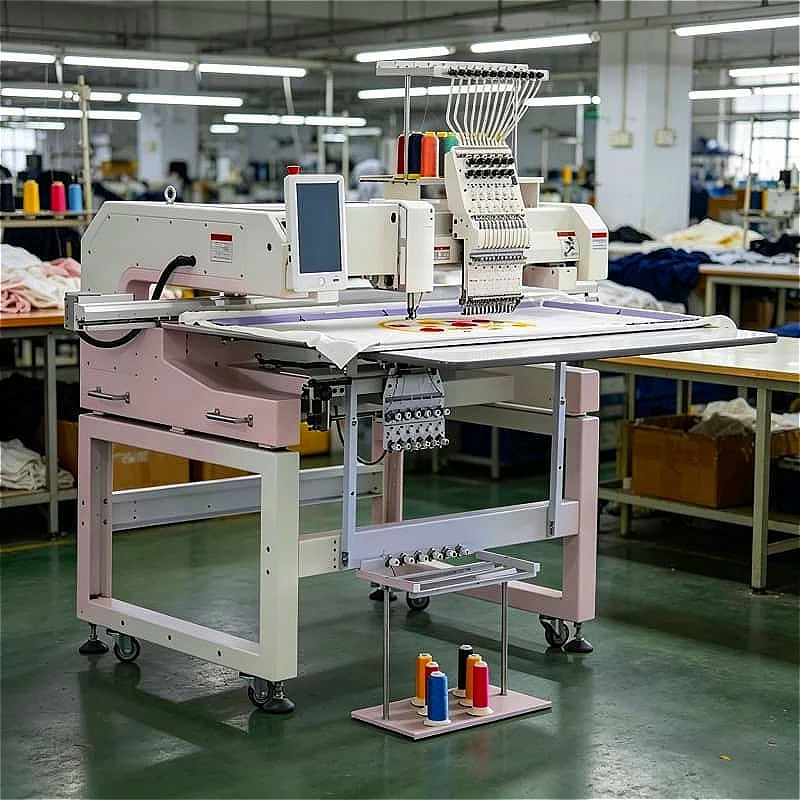 Single Head Industrial Embroidery Unit With 500x800mm Expanded Frame Kit Customized 12 Needle 1000 SPM For Quilt Blanket Towel