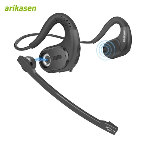 Fones de ouvido sem fio Bluetooth com microfone Botão mudo removível Fones de ouvido abertos para telefones celulares Escritório de negócios