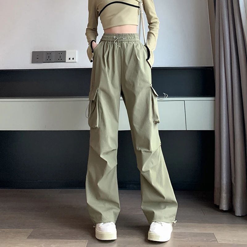 Cargo Pants Women 2023 Autumn New Fashion High Waist Sweat Pants Female Casual Pockets Loose Wide Leg Trousers