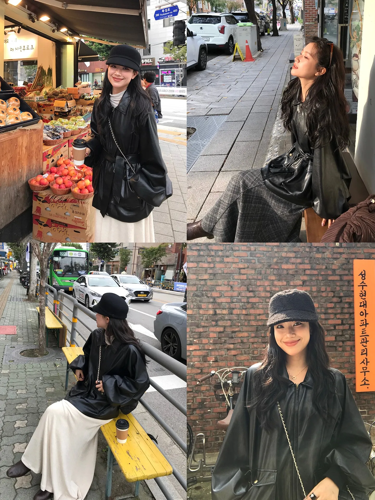 DaqianwithU ブラック ウエストシンチング クローク レザー ジャケット レディース 秋冬 クール スタイリッシュ ジャケット トップ PU レザー 長袖