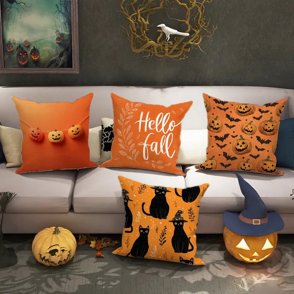 غطاء وسادة منقوش على شكل قرع من Hello Fall مناسب لأريكة غرفة نوم السيارة وغطاء وسادة مزخرف