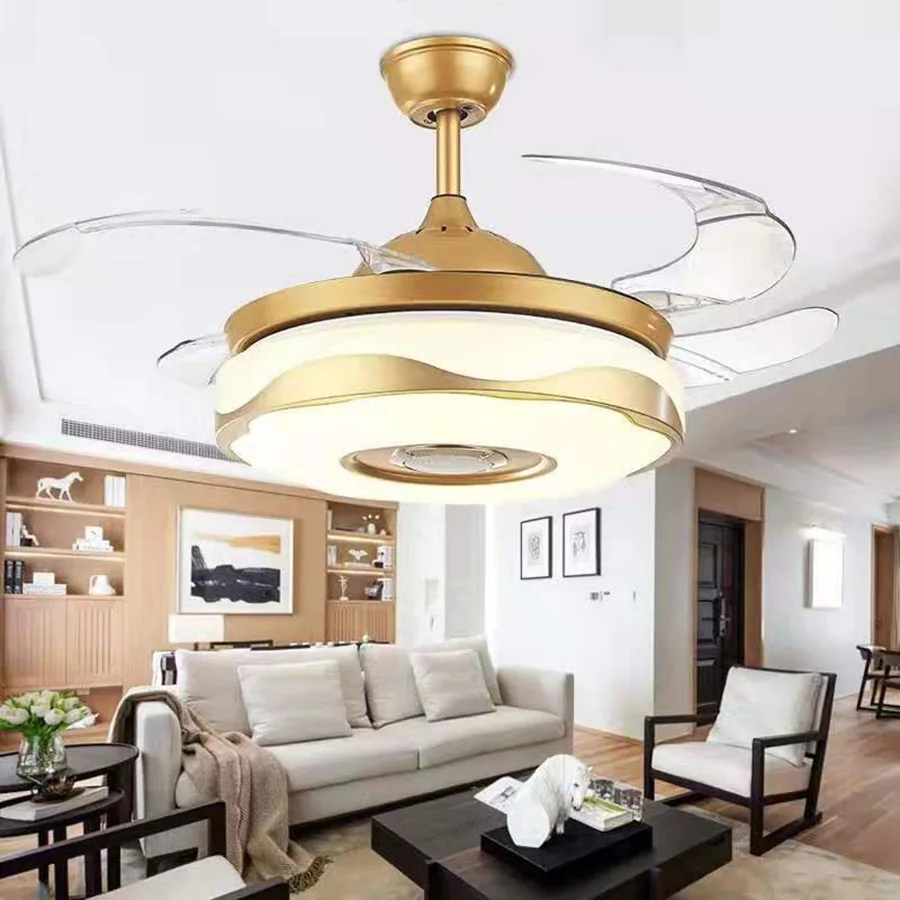 220V Invisible Leaf Ceiling Fan Light, Bedroom, Living Room, Dining Room, Study, with Remote Control Ventilation Pendant Light