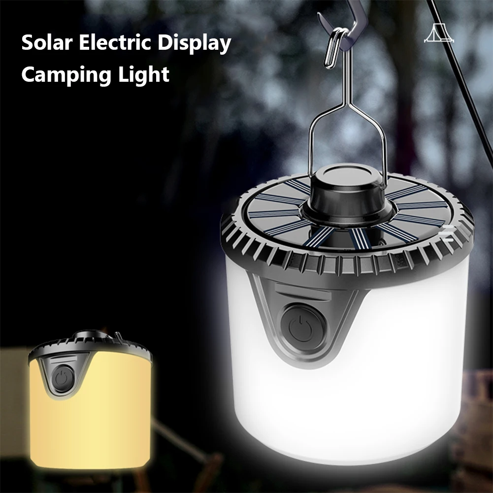

Portable Camping Lantern 8 Light Modes Solar Waterproof Hanging Light with Remote Control for Hurricane Hiking Outdoor Lighting
