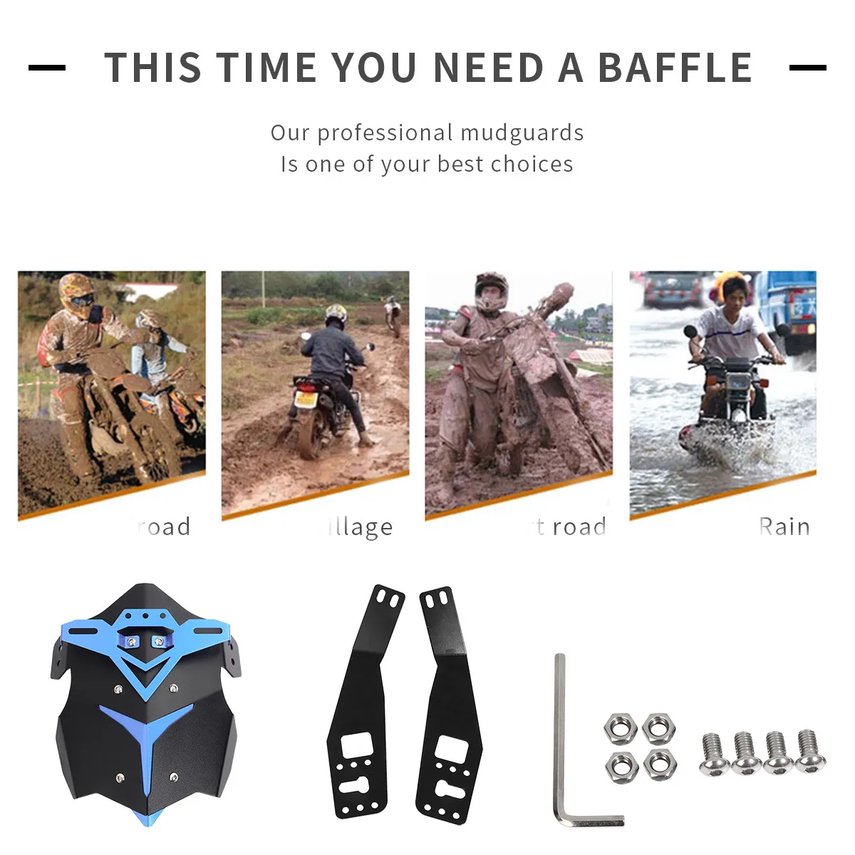 

1Set Premium Aluminum Alloy Mudguard Set Front and Rear for Motor Use Sturdy Corrosion Resistant Splash Guard Motor Accessories