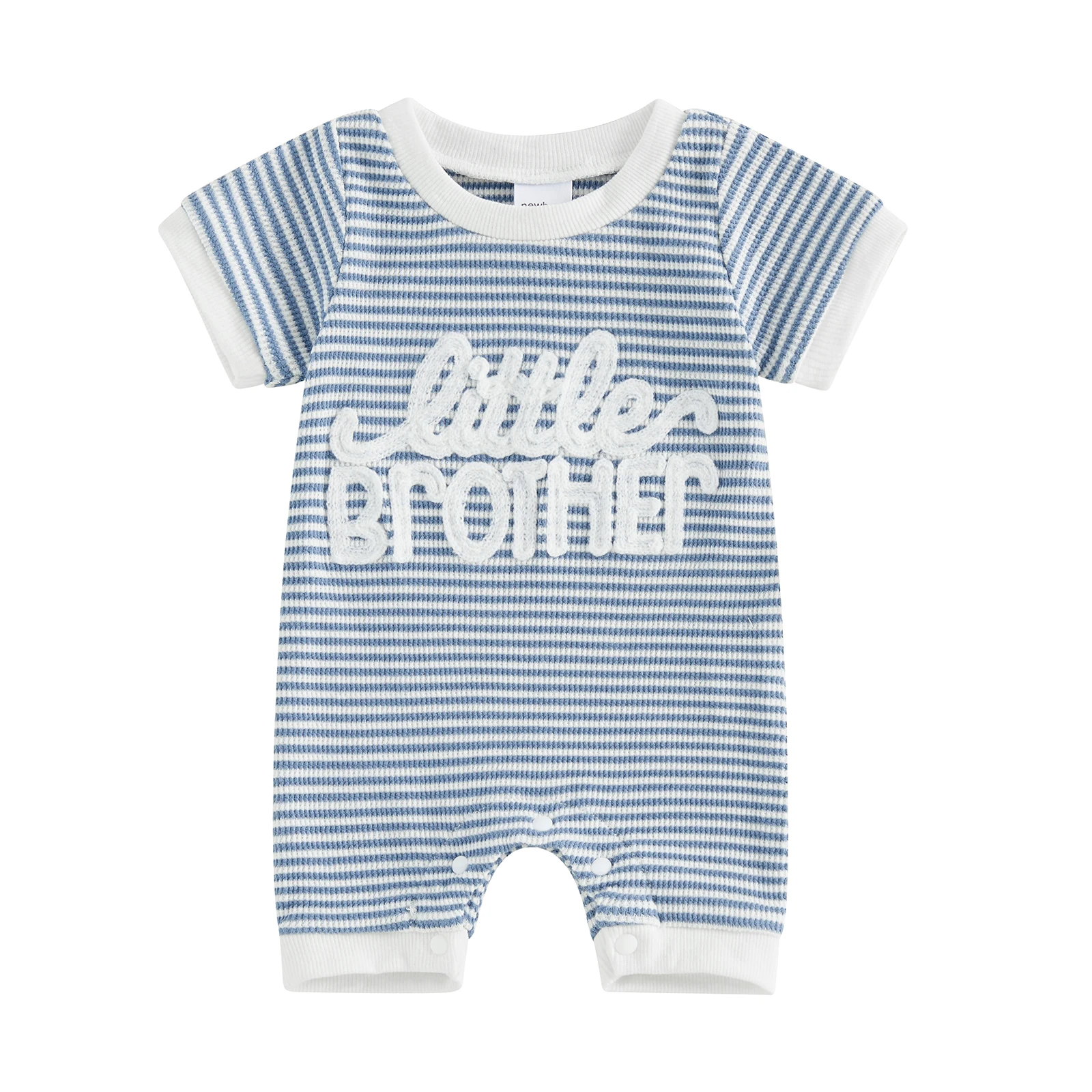 

Милый полосатый комбинезон для маленьких мальчиков с вышитыми буквами, комбинезон с короткими рукавами и круглым вырезом для летних развлечений