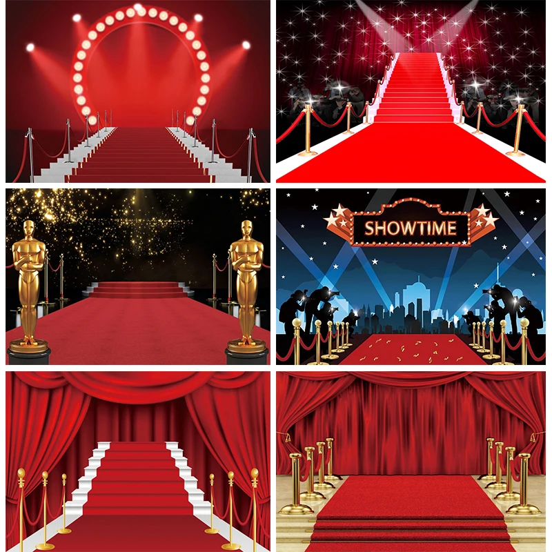 Stage Background for Photography Paparazzi Red Carpet Photo Backdrops Movie Night Hollywood Party Decorations Birthday Banner