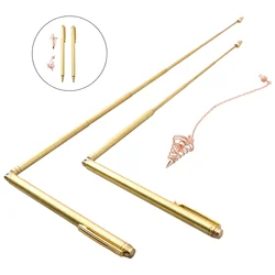 2Pcs 99.9% Pure Copper Metal Detector Rod Water Witching Portable Dragon Seeking Tool Dowsing Rod + Pendulum Pendant