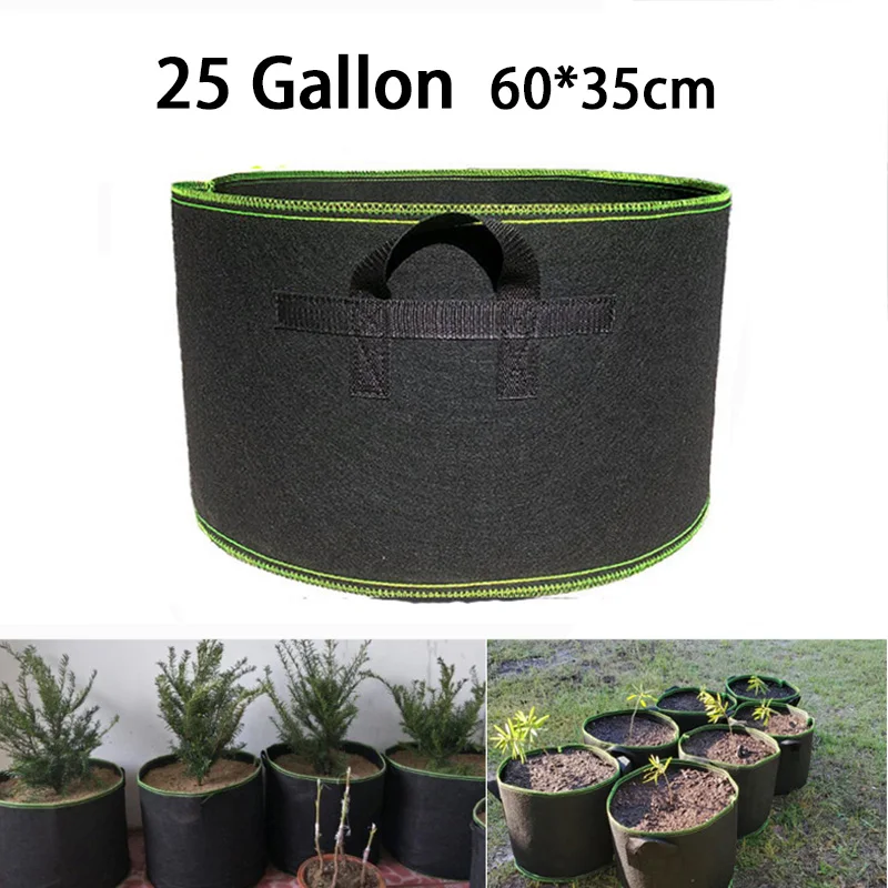 25 Gallon Hand Held Plant Grow Bags Large Capacity Fabric Pot Fruit Flowers Plants Growing Jardim Orchard and Garden Tools B3