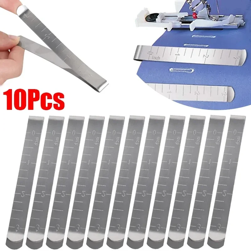 10/1PCS Metal Sewing Clips Stainless Steel Hemming Ruler  3 Inches Clip for Fabric Measuring Quilting DIY Sewing Accessories