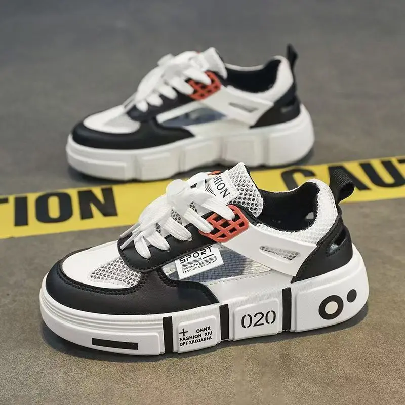 

Мужские летние новые сетчатые повседневные туфли с перфорацией, на толстой подошве, нескользящие, дышащие, с круглым носком, на шнуровке, для активного отдыха и спорта