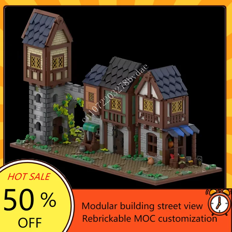 

1891PCS 21325 Medieval Market Street MOC Creative street view DIY Model Building Blocks Architecture Education Assembly Toy Gift