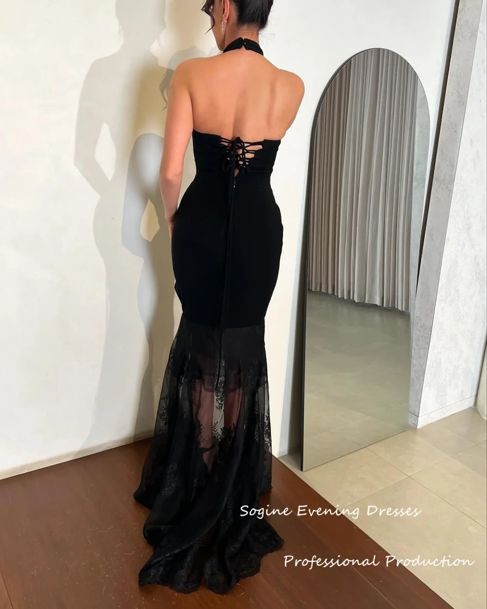 Koronkowe Sukienki Wieczorowe Damskie Na Zamówienie, Bez Rękawów, Na Szyję, Letnie Sukienki na Imprezę, Syrenie Sukienki Koktajlowe na Bal Maturalny z Szalem