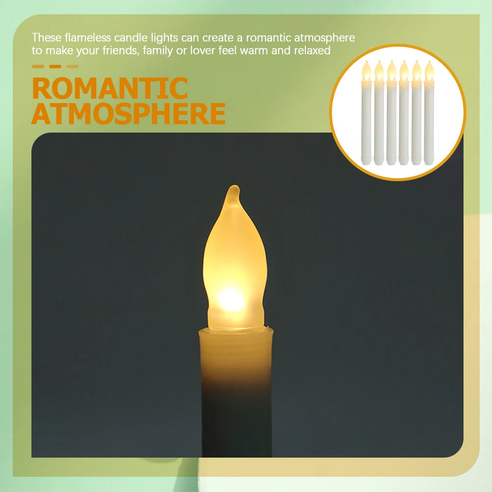 

6Pcs LED Electronic Flameless Taper Candles Long Flickering Operated Lights Wedding Christmas Holiday Decor