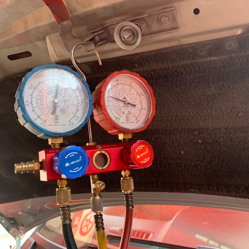 Automobile Air Conditioning Refrigerant Pressure Gauge Detection and Fluoride Flushing Table Anti-collision R134 R12 Plus