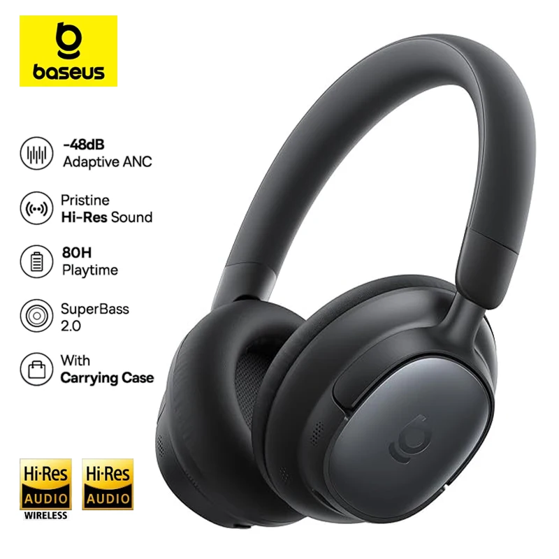 

Baseus Bowie MH1 Headphones Wireless Bluetooth 6.0 Earphones Active Noise Cancellation Earbuds Hi-Res LDAC 80H Playtime Headset