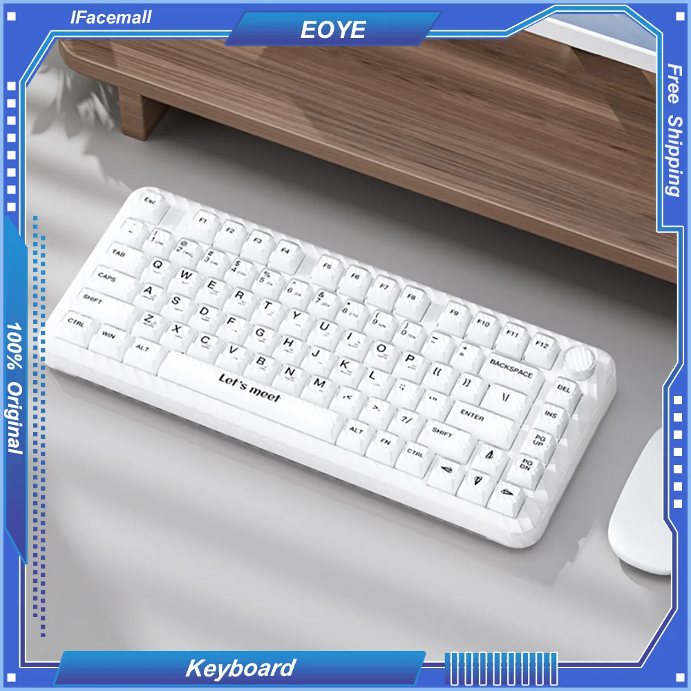 

IFacemall Mechanical Keyboard 75% Layout 81 Keys Customized Gasket 3-Mode Wireless BT/2.4G/Type-C RGB 5000mAh Mute Office Typing