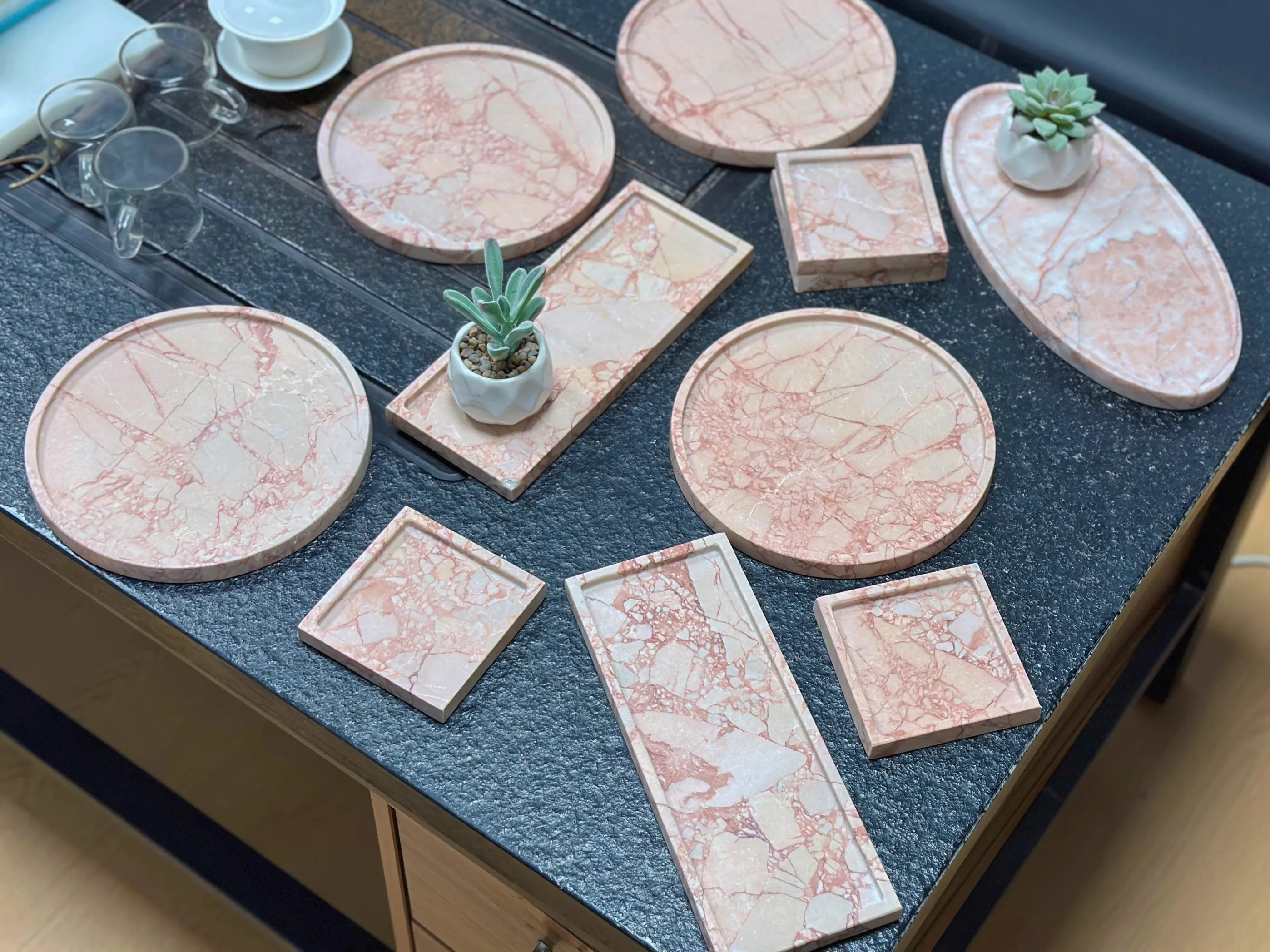 

Natural Marble Art Decorative Tray Coffee Shop, Izakaya Tea Brewing Plate Aromatherapy Perfume Tea Set Saucer Photography Props