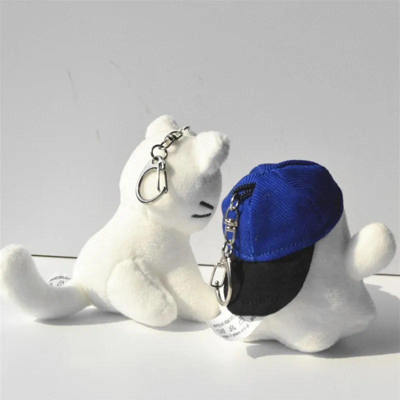 New Kpop Cartoon White Cat Plush Keychain Q Styles Small Keychains Key Rings Bag Pendants Fans Gifts 10CM