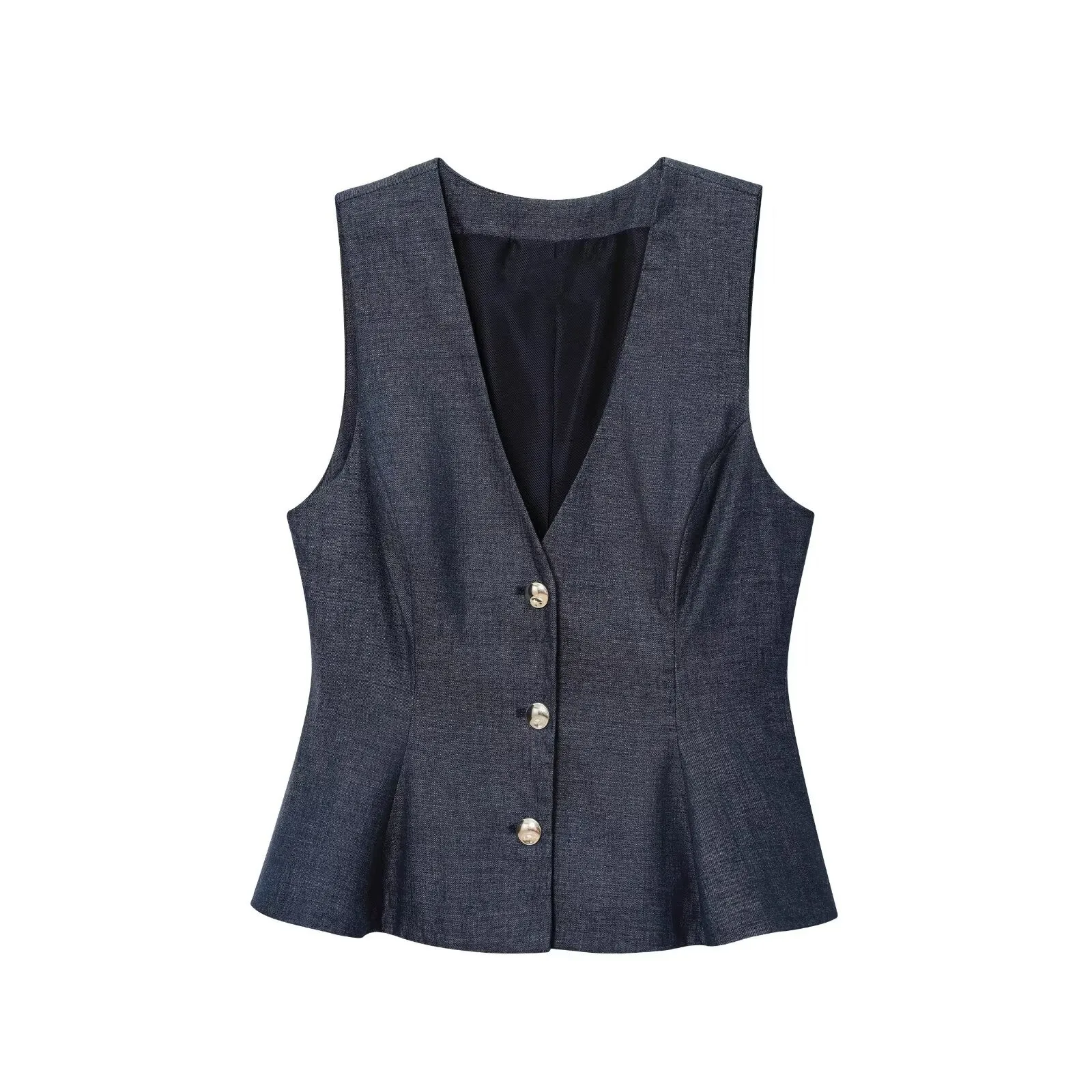 

New summer women's clothing versatile and elegant linen blended puffy V-neck sleeveless vest horse clip