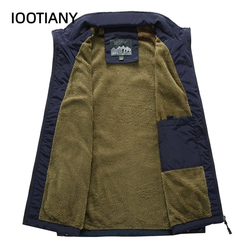 تأثيري الشتاء الرجال الصوف سترة دافئة مع جيوب كثيرة الخريف الذكور عادية سميكة متعددة جيب صدرية جديد جاكيت بلا إكمام