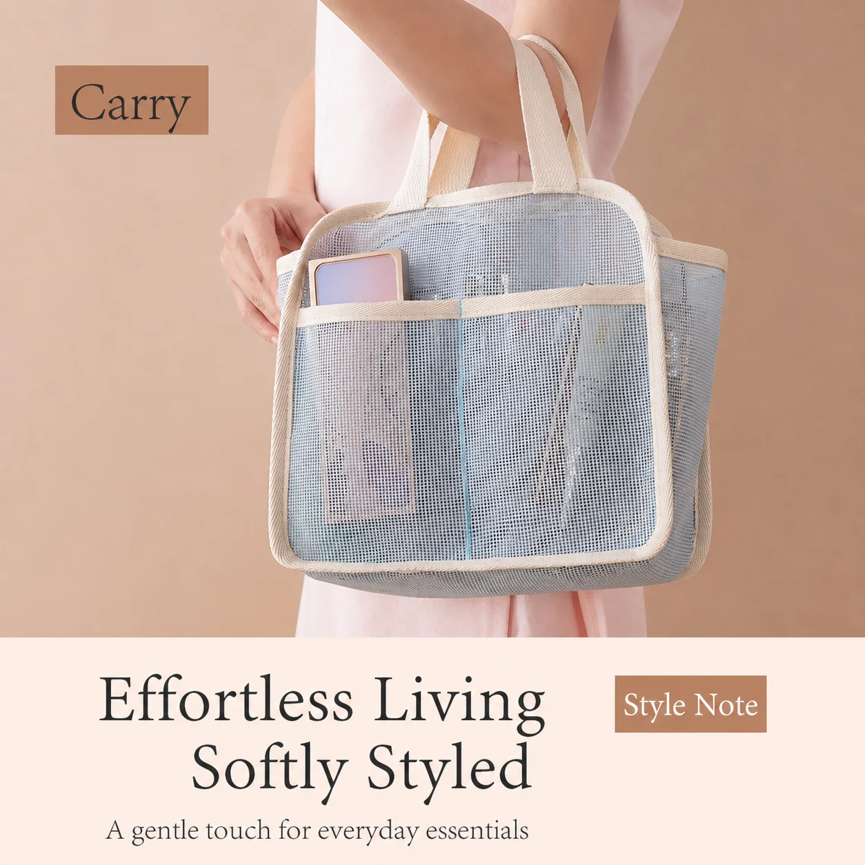 Portable Storage Pouch Finely-Woven Breathable Makeup Organizer Drainable Wash Bag Breathable Travel Toiletry Bag For Home