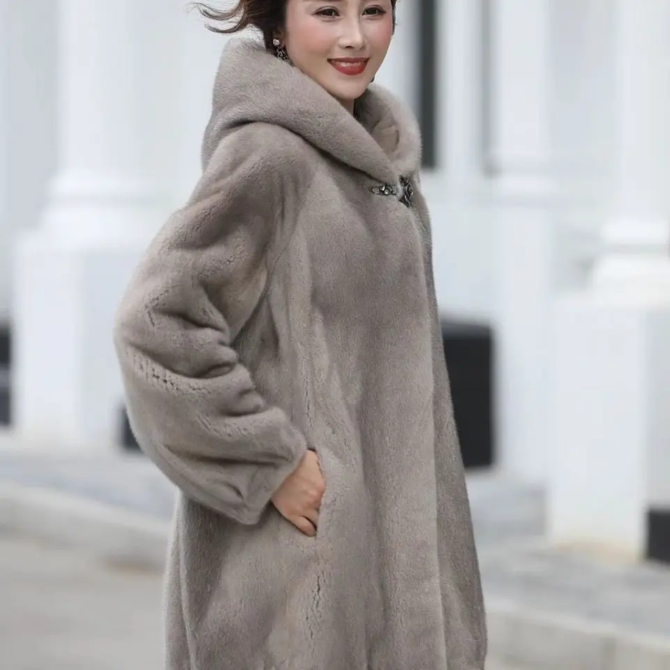 Women Purple Thick Faux Fur Jacket Colorblock Autumn Winter Maxi Coat Long Warm Luxury Belt Fur Parkas Bontjas Furry Outerwear