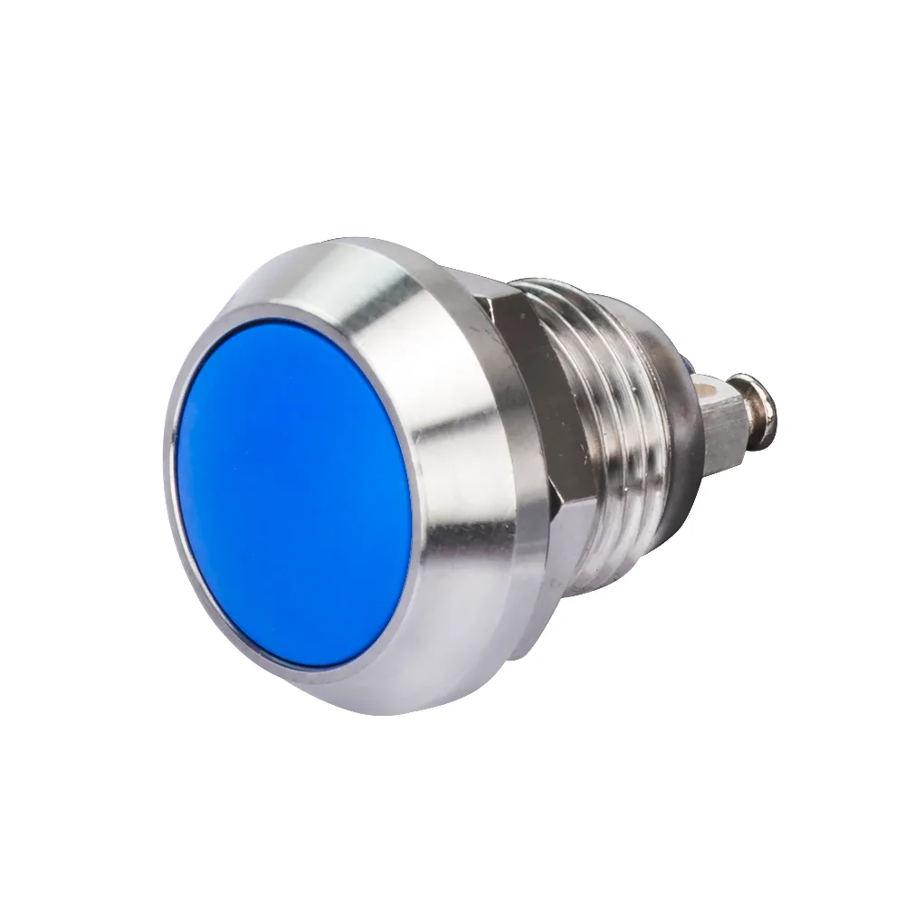 12mm 2 Screw Terminal  Stainless 1NO Domed Head Push Button Switch Without Lamp Momentary