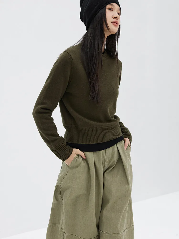 9-Needle double thread taut seam craftsmanship ins blogger wind shoulder short Consinee AU pure cashmere crew neck sweater