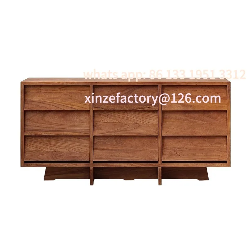 

Customizable wabi-**** wind solid wood dining side cabinet medieval homestay wall side locker Japanese nine chest cabinet living