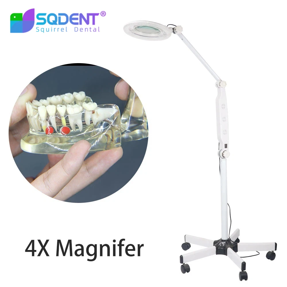 SQDENT 4X Circline LED Lamp Magnifying Glass Cold Ligth Shadowless Magnifier for Beauty Salon Nail Tattoo