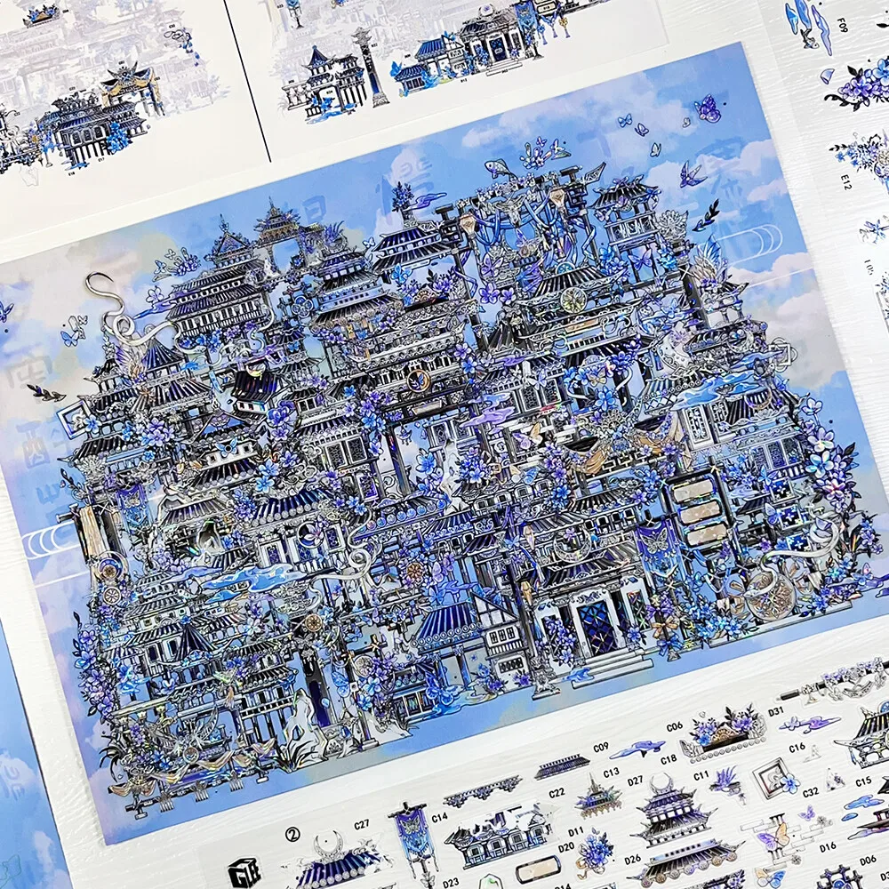 Kawaii Thousand Mile Miao Village 3D Miniature Scene Stickers DIY Hand Stacking Adhesive Stress Relief Stickers