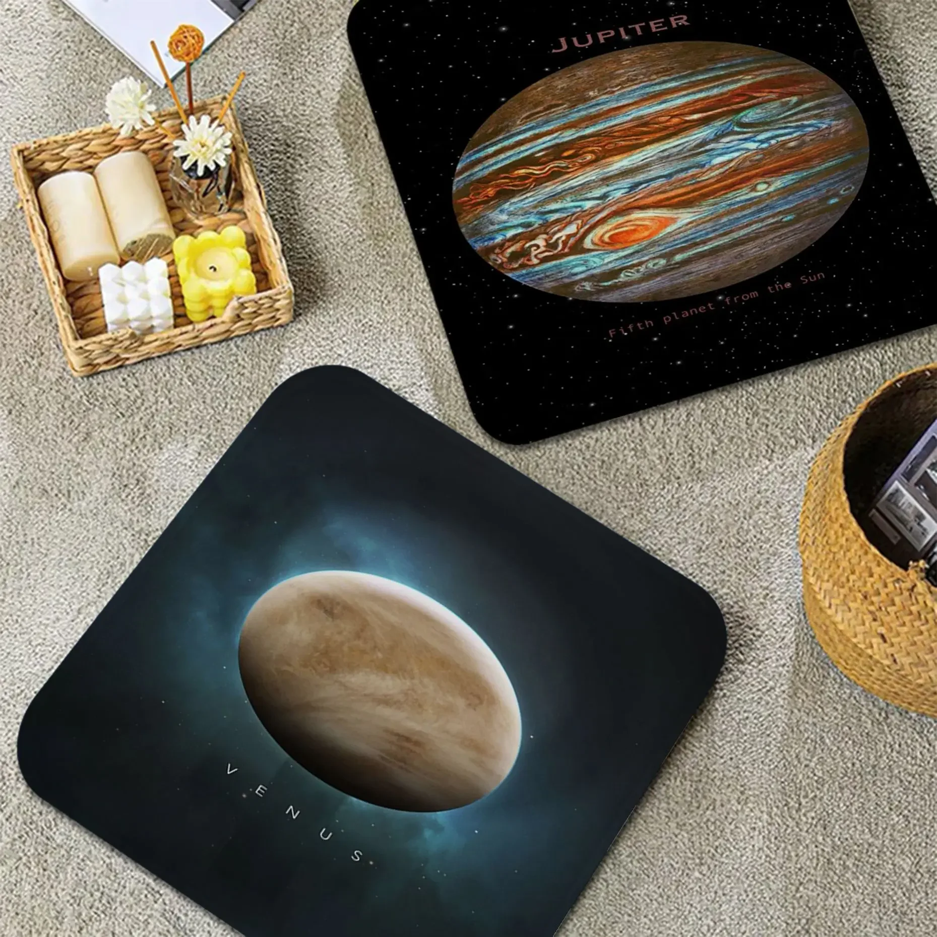 Space Travel Universal Planet Mars Pluto Venus Art Seat Pad Household Cushion Soft Plush Chair Mat Office Bar Stool Seat Mat