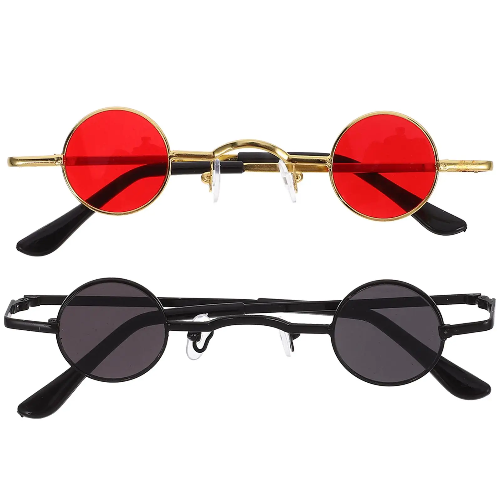 

2Pcs Retro Sunglasses Vintage Round Eyewear Circular Fashionable Hippie Glasses Party Sun Protection Daily Use Commuting