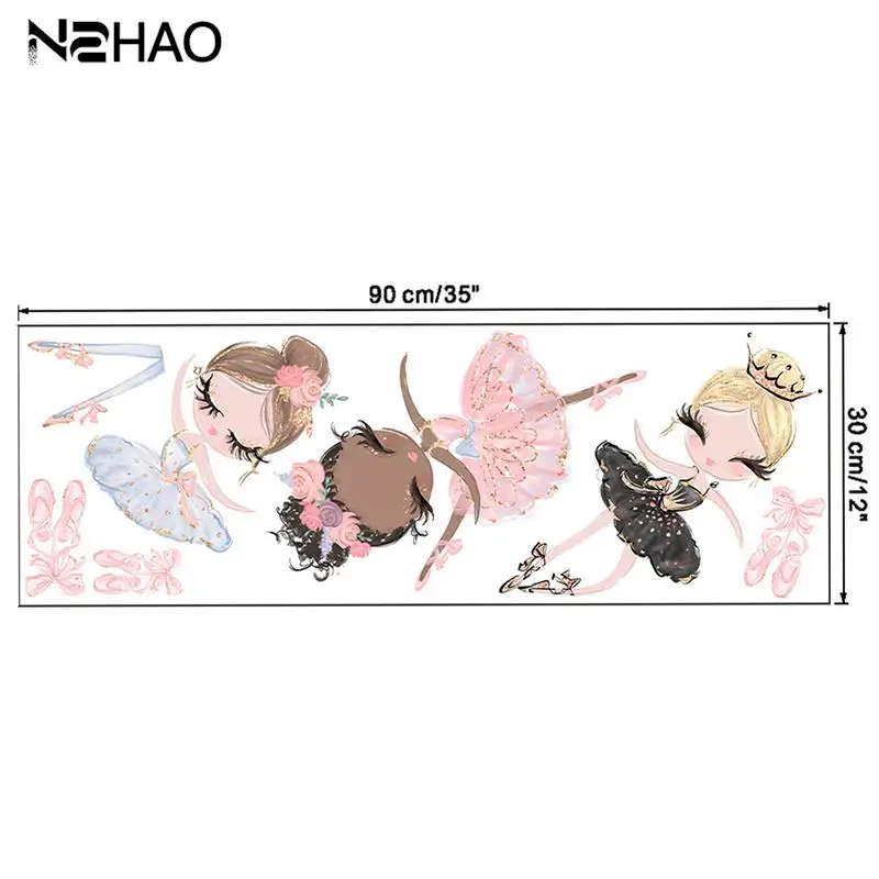 Cartoon Ballet Dancer Wall Sticker PVC Wall Stickers Living Room Bedroom Decoration For Girls