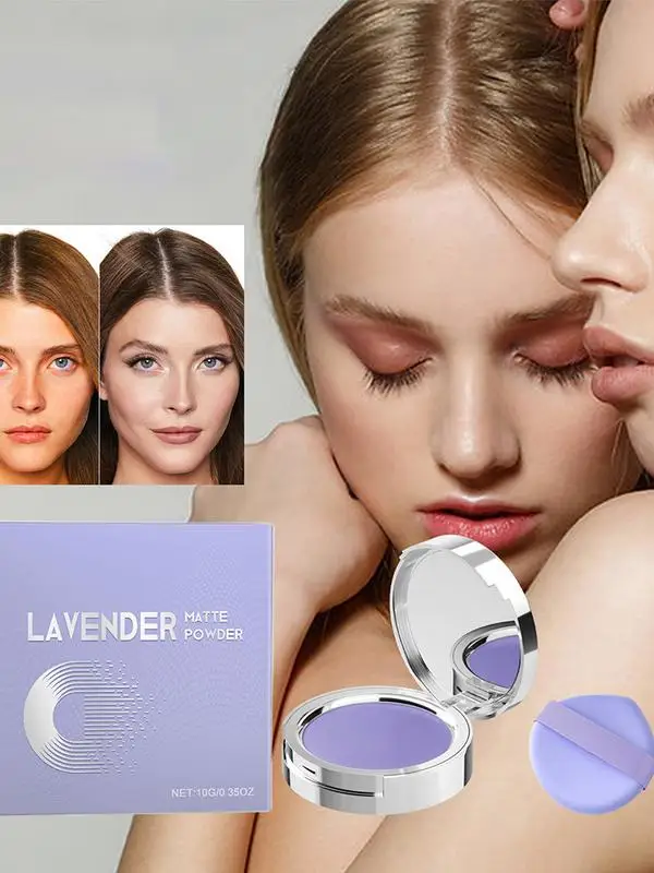 Mattes Gesichts puder mattes Lavendelöl Kontroll gesichts puder 10g langlebiges Kosmetik zubehör mit Mini-Puder quast für Mädchen