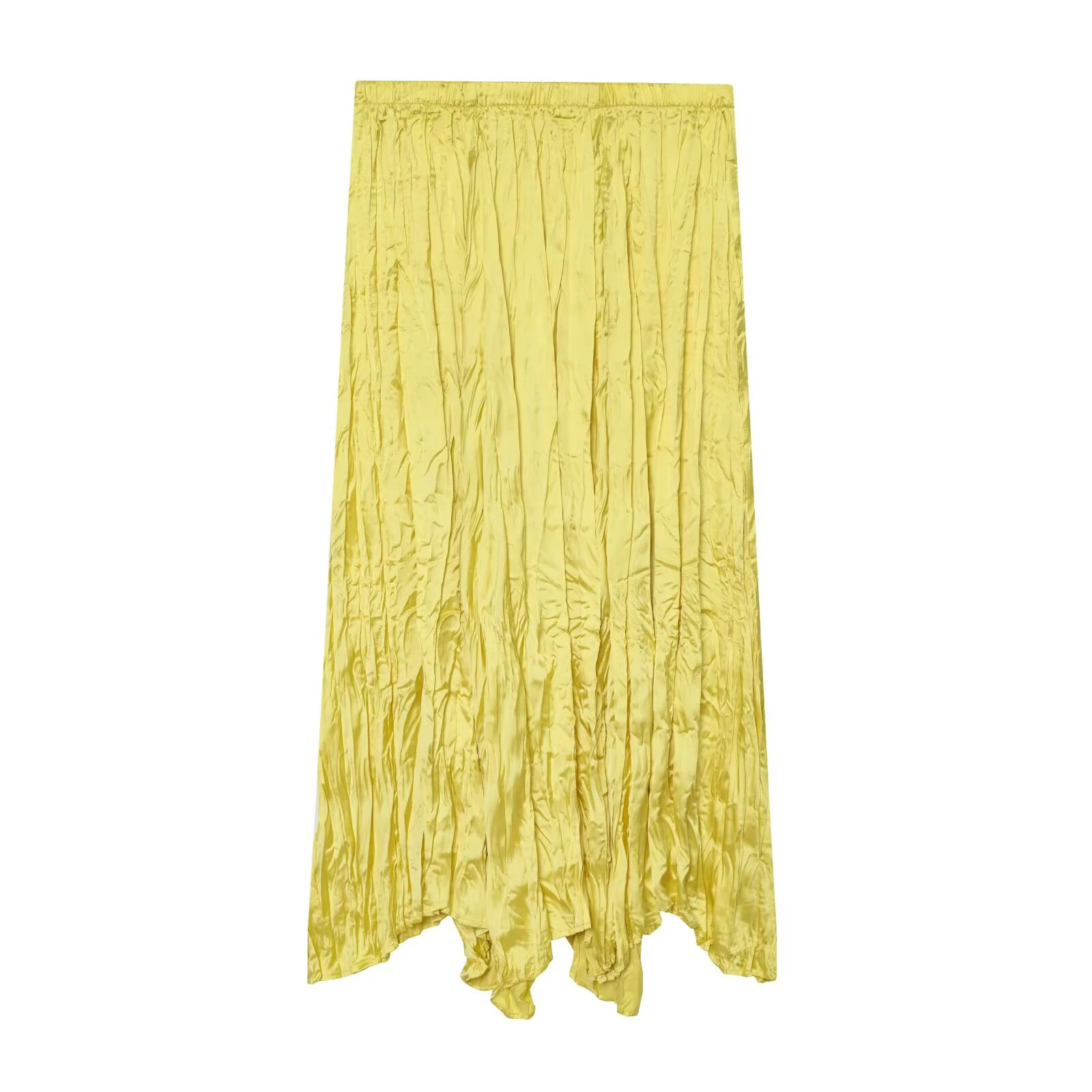 European and American style 2026 summer new women's clothing mid waist versatile asymmetric small pleated long skirt