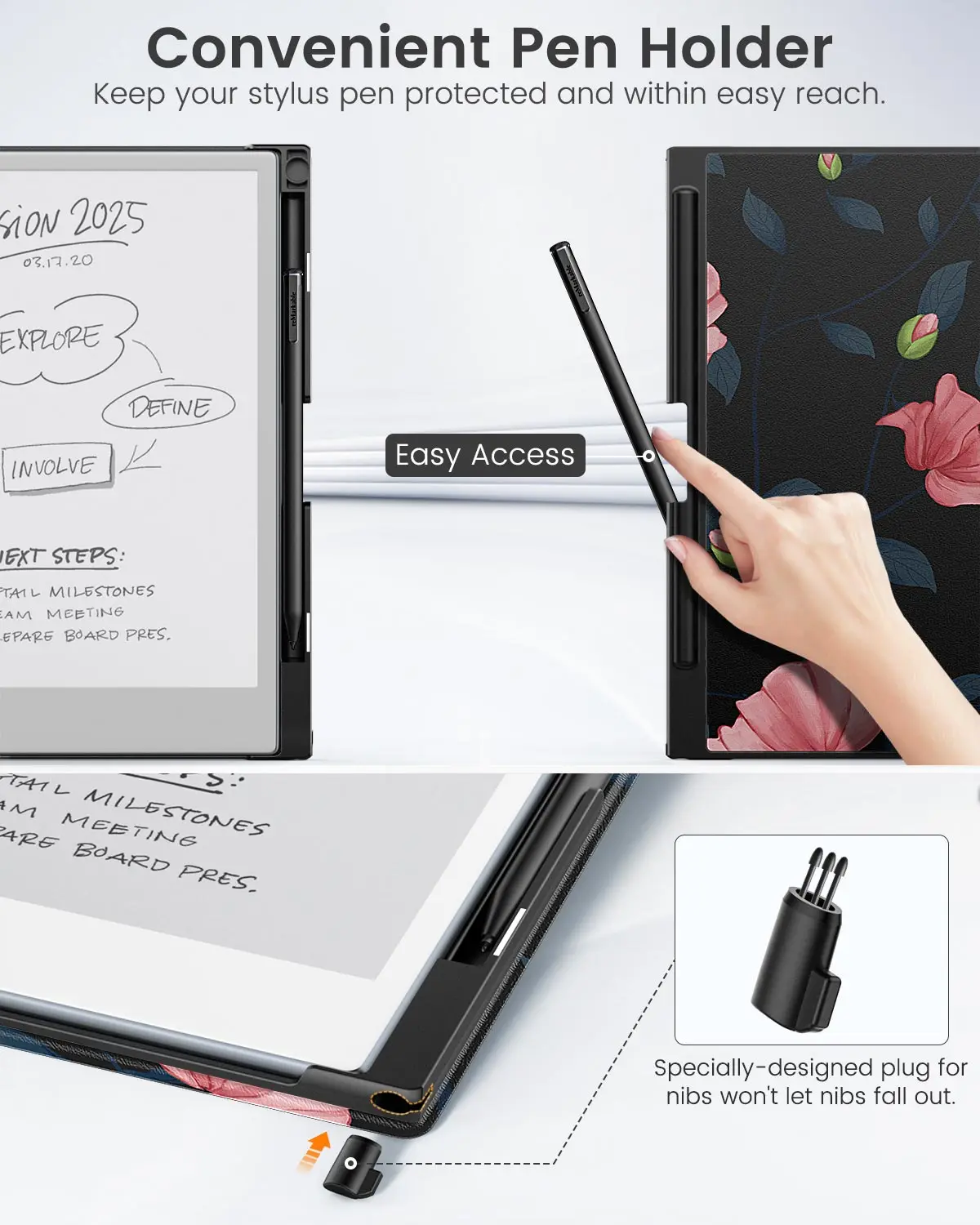 Smart Tablet Cover Folio for Remarkable Tablet 2 10.3" 2020 Release Ultra-Thin Magnetic Case for Remarkable 2 with Pen Holder