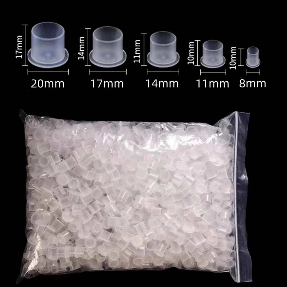 ROKYO 1000 sztuk jednorazowe stałe kubki z tuszem do tatuażu plastikowy Pigment przezroczysty uchwyt nakładki na pojemniki makijaż permanentny Microblading Supply