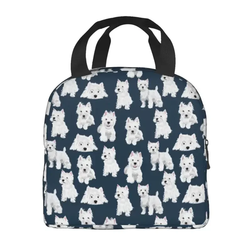 West Highland White Terrier Dog Thermal Insulated Lunch Bag Cute Westie Puppy Resuable Lunch Tote for School Food Box