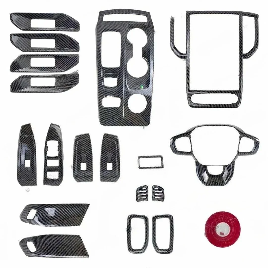 Carbon Fiber Style Look Car Interior Cover Trim Overlay Panel Decoration For Next Gen FORD RANGER WILDTRAK 2023 2024 Upgrade