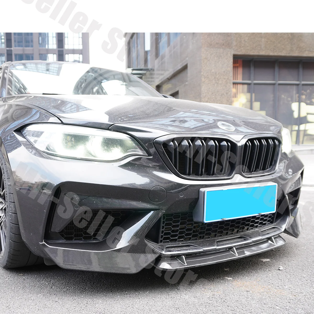 For BMW F87 M2 Competition 2016 2017 2018 2019 2020 Front Bumper Lip Car Accessories Spoiler Splitter Body Kit Glossy Black view 2