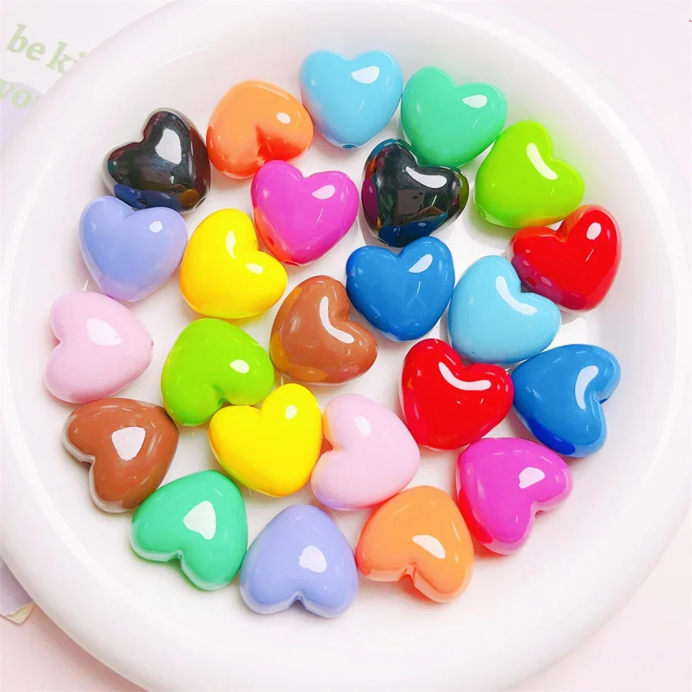 TX12 Painted Heart-shaped Beads DIY Handmade Loose Beads Hand-painted Cute Ins Mobile Phone Chain Pendant Beads Decoration